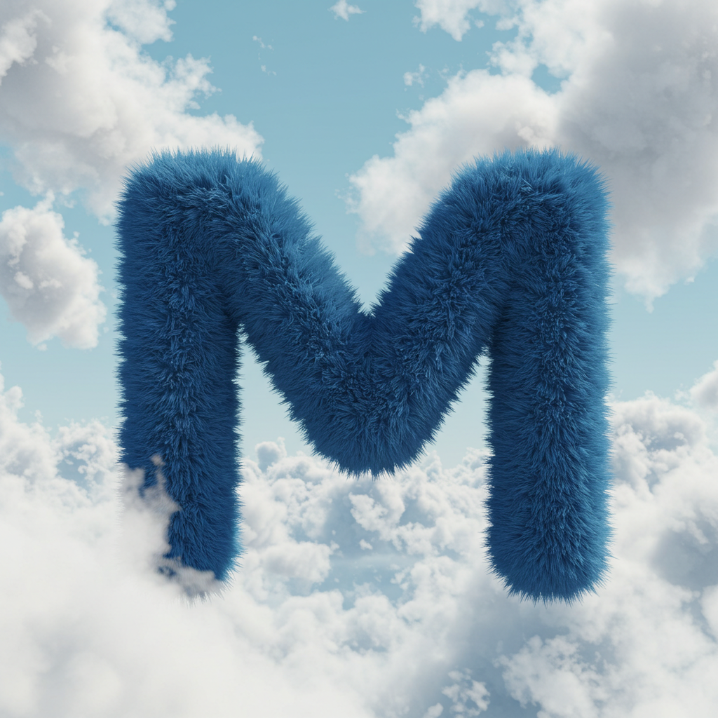 White clouds — letter M (variant 2)