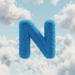White clouds — letter N