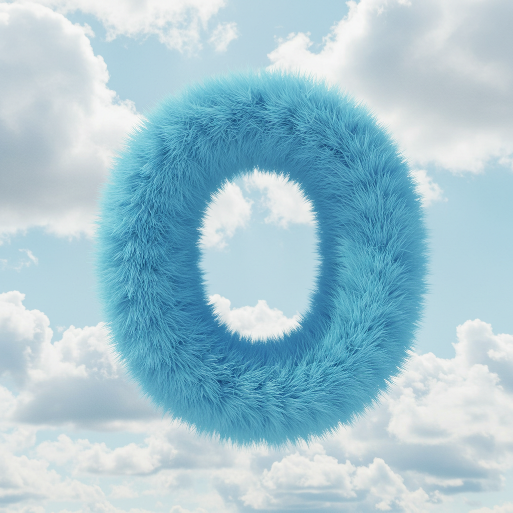 White clouds — letter O (variant 2)