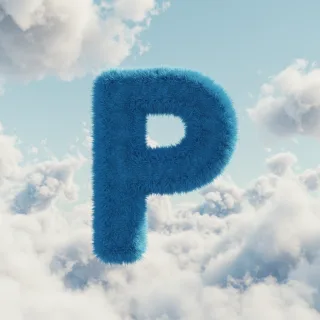 White clouds — letter P (variant 2)