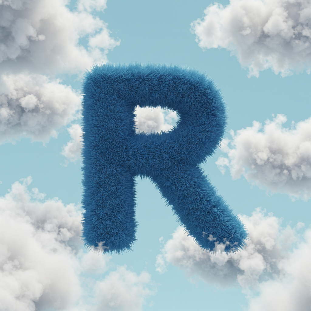 White clouds — letter R (variant 2)