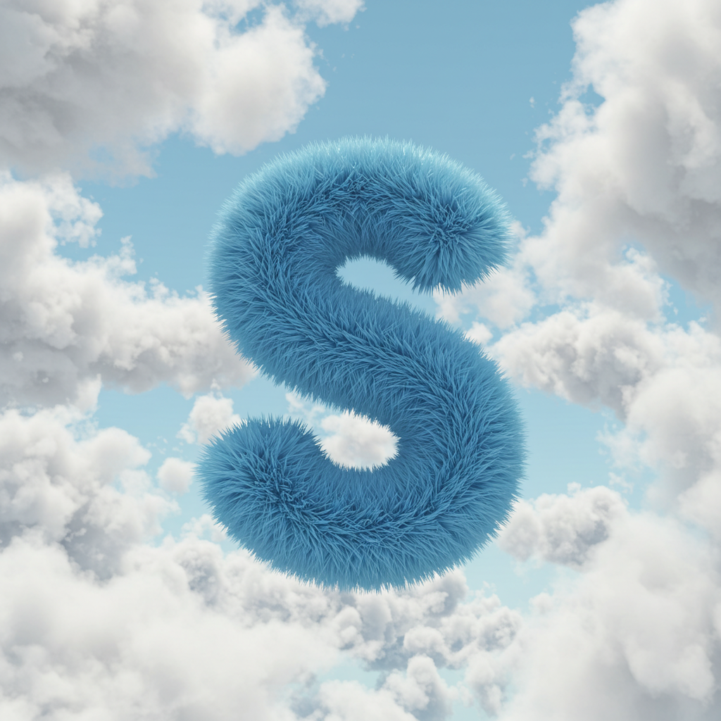 White clouds — letter S (variant 2)