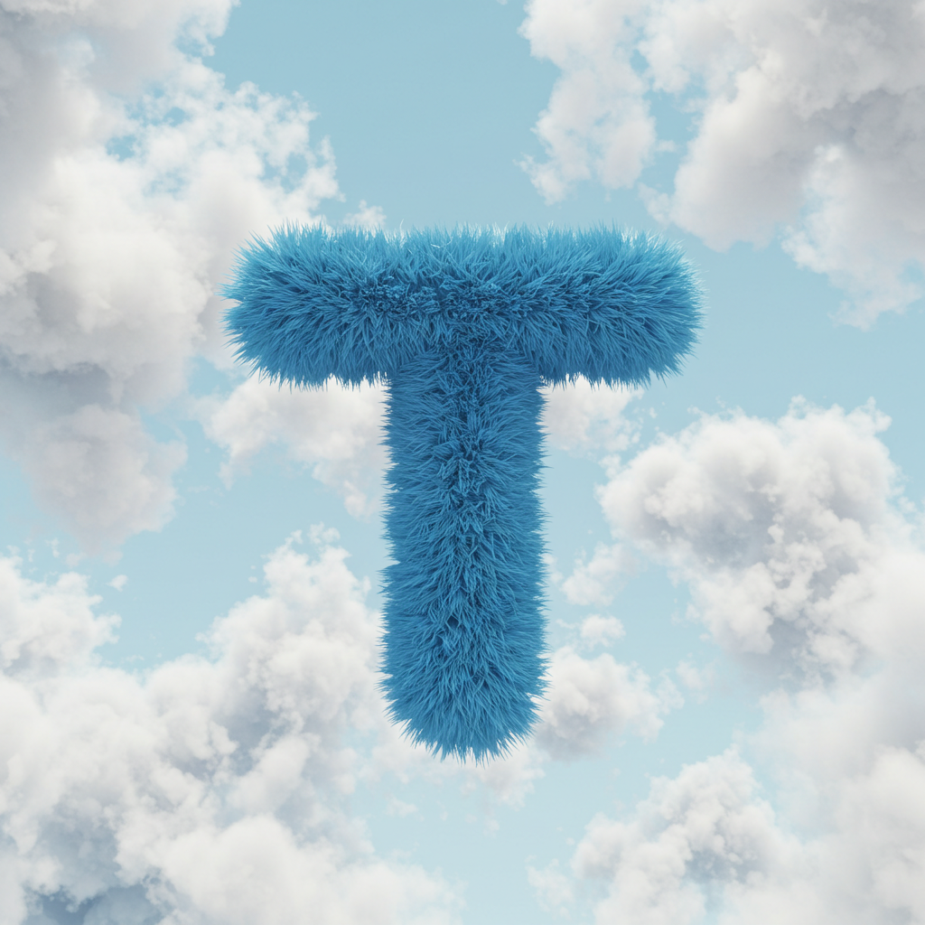 White clouds — letter T (variant 2)