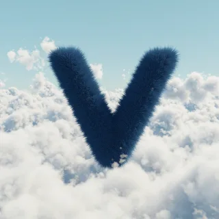 White clouds — letter V