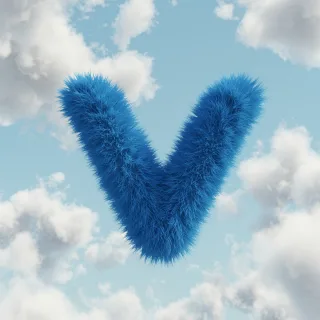 White clouds — letter V (variant 2)