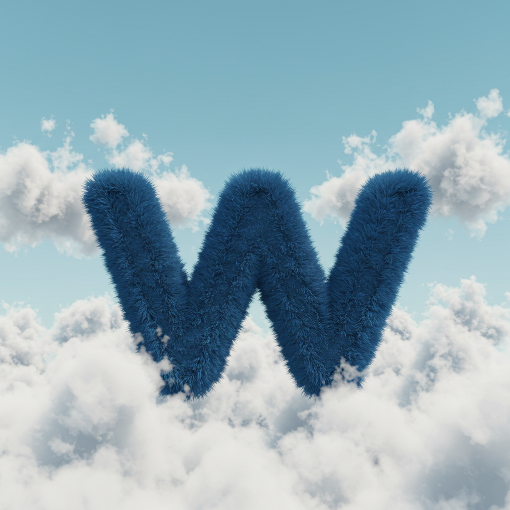 White clouds — letter W