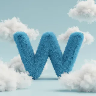 White clouds — letter W (variant 2)