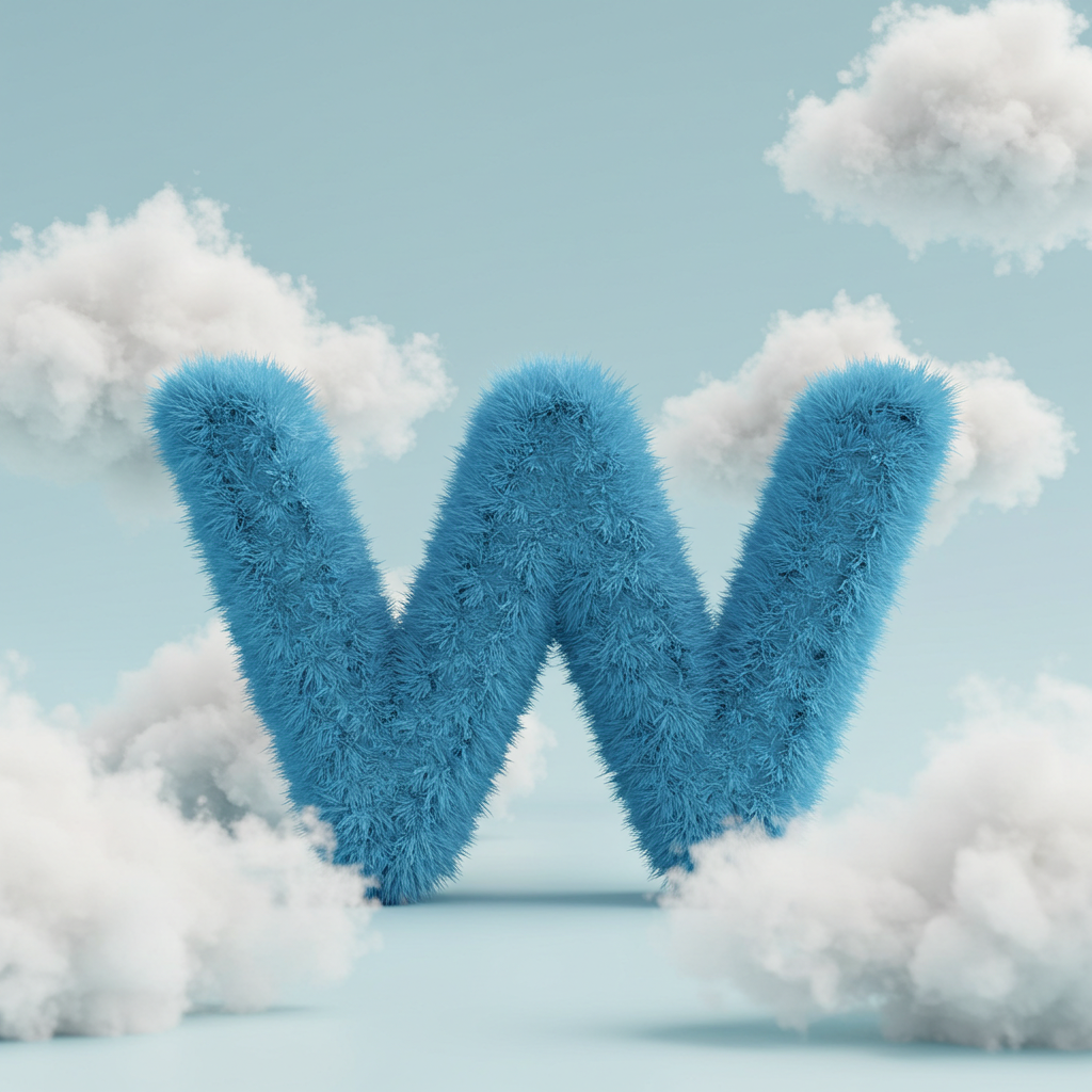 White clouds — letter W (variant 2)