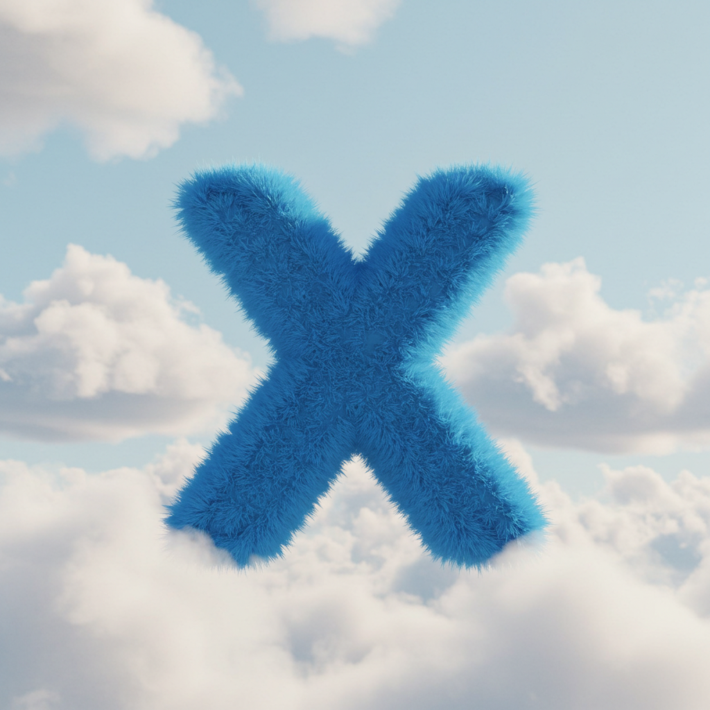 White clouds — letter X