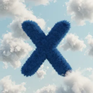 White clouds — letter X (variant 2)