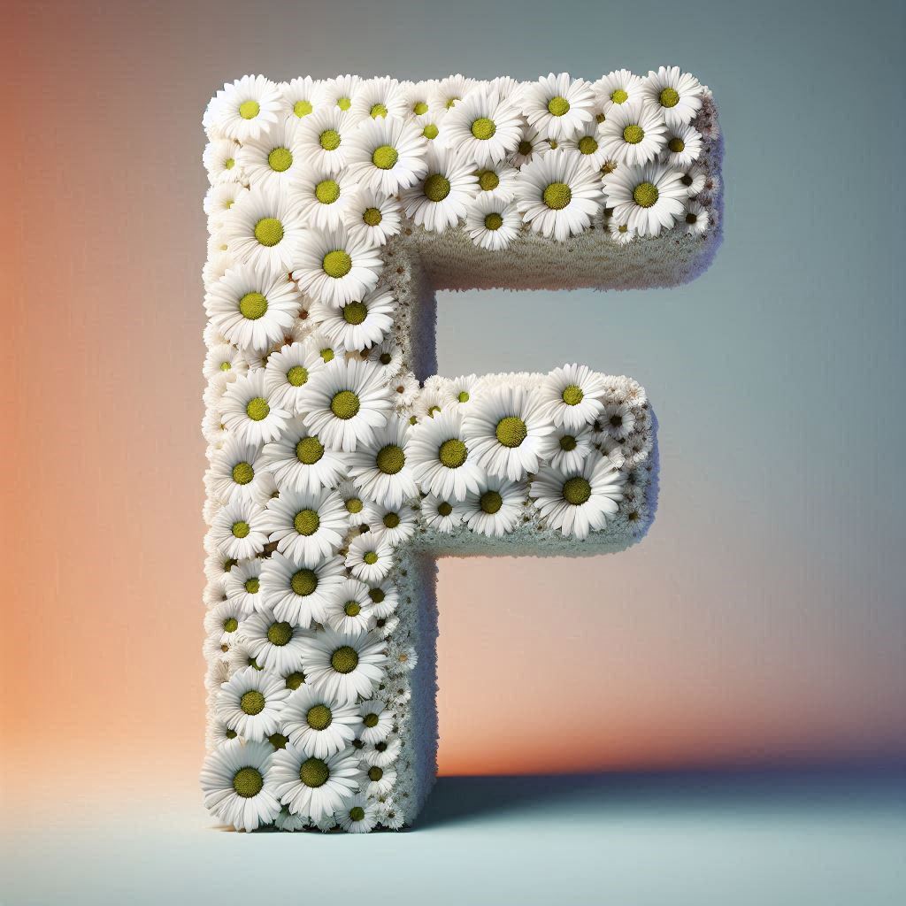 White daisy — letter F