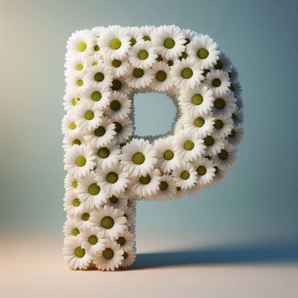 White daisy — letter P