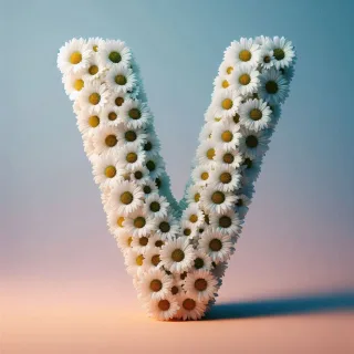 White daisy — letter V