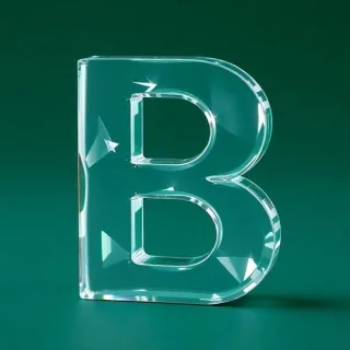 White glass — letter B