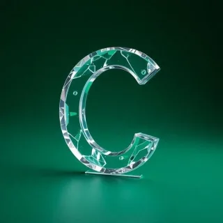 White glass — letter C