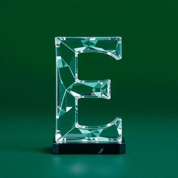 White glass — letter E