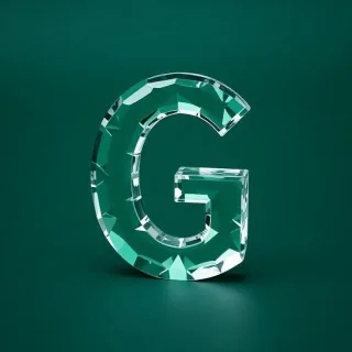 White glass — letter G