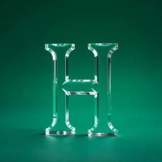 White glass — letter H