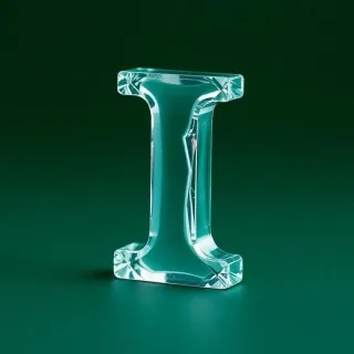 White glass — letter I