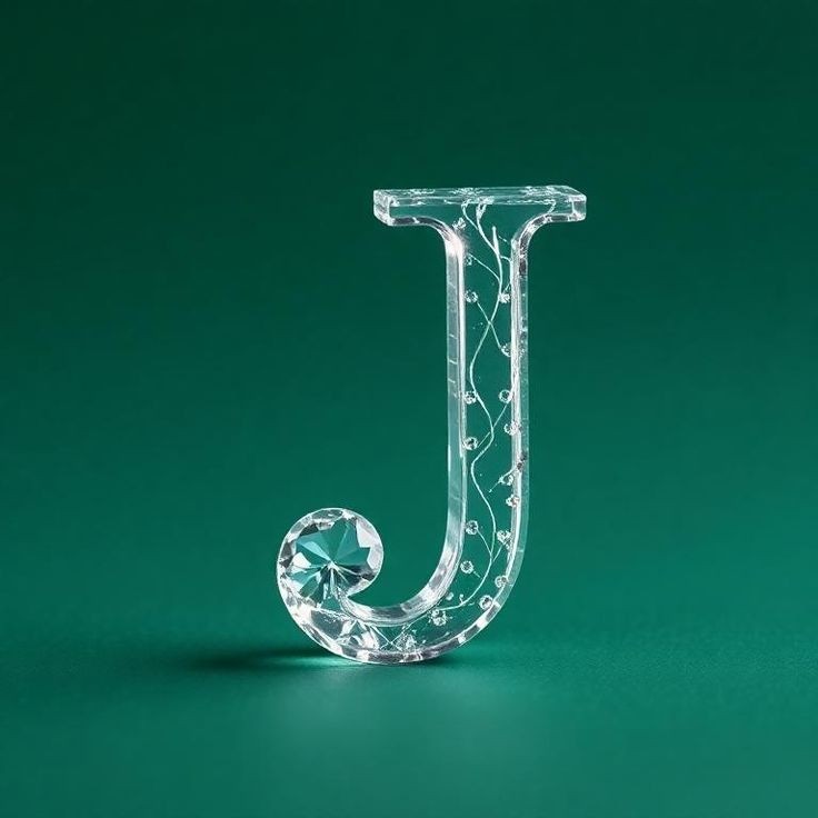 White glass — letter J
