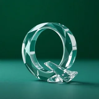 White glass — letter Q