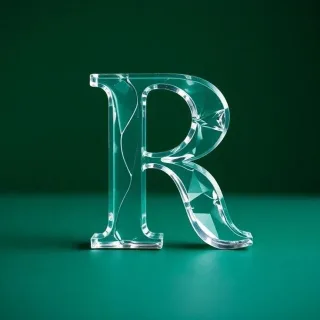 White glass — letter R