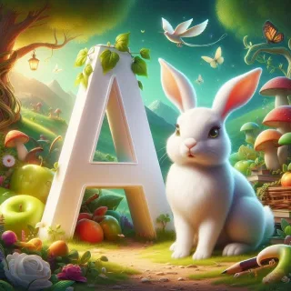 White rabbit — letter A (variant 2)