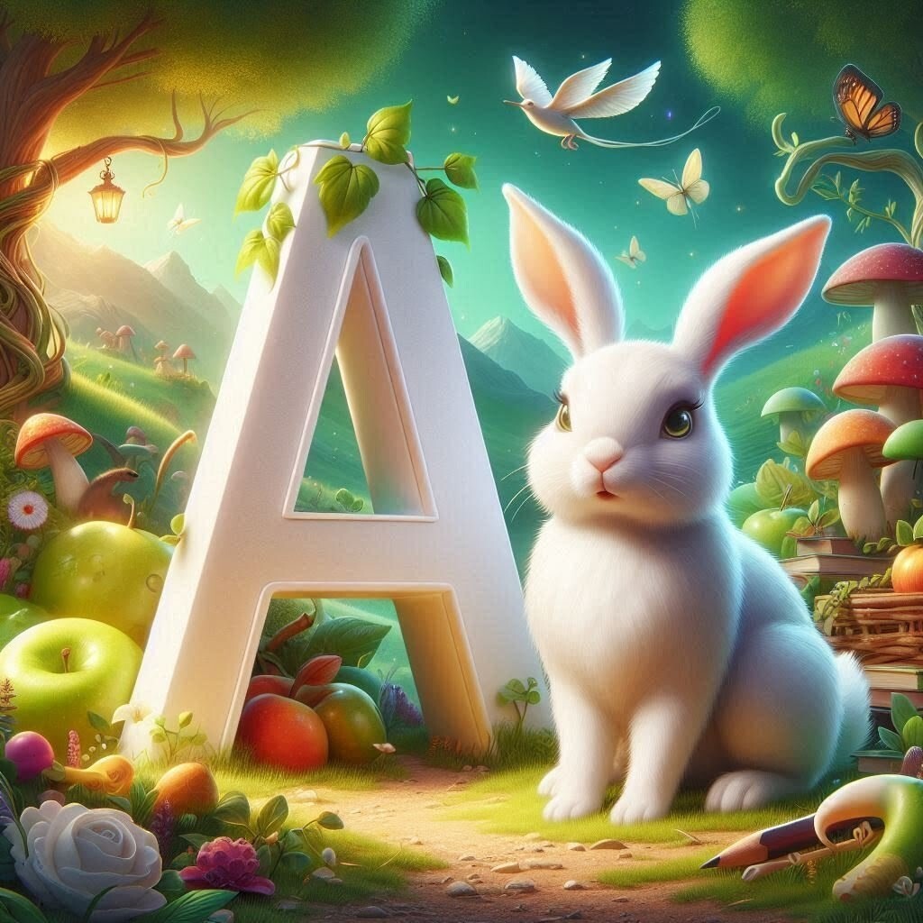 White rabbit — letter A (variant 2)