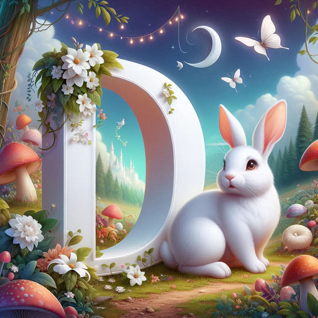 White rabbit — letter D