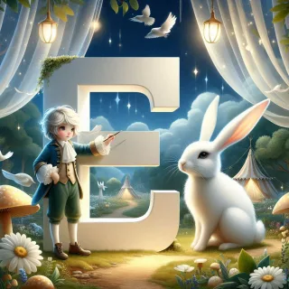 White rabbit — letter E (variant 2)