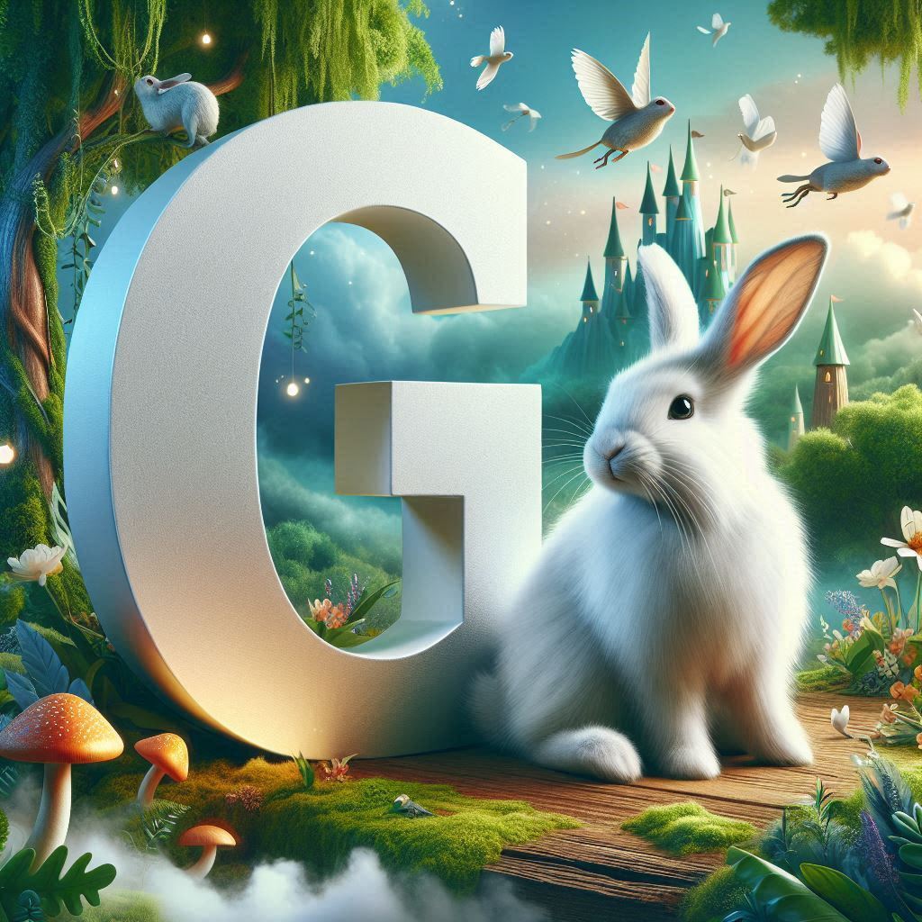 White rabbit — letter G (variant 2)