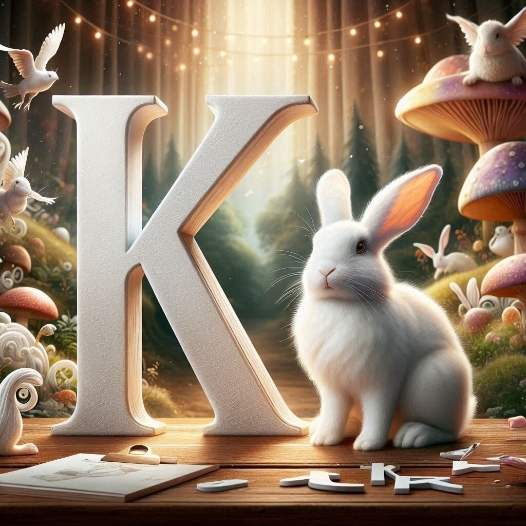 White rabbit — letter K (variant 2)