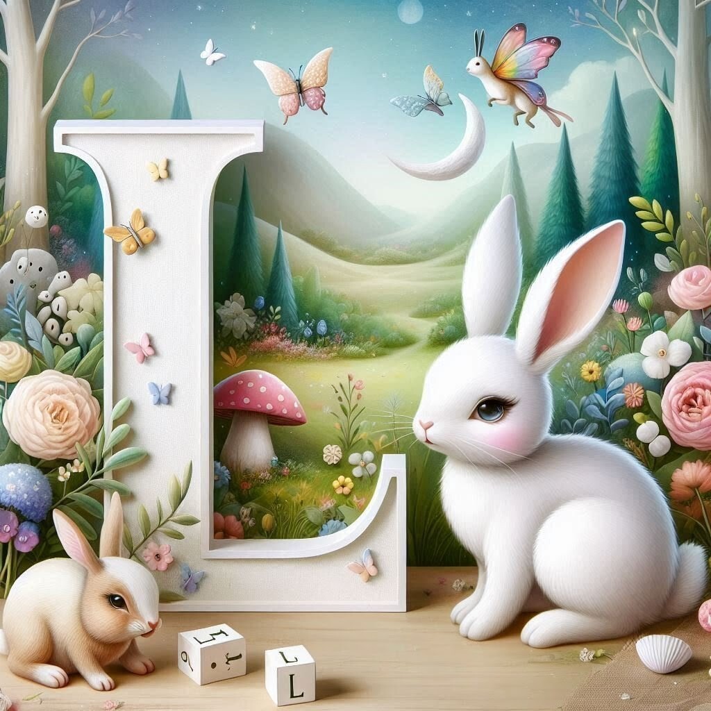 White rabbit — letter L (variant 2)