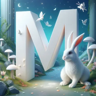 White rabbit — letter M