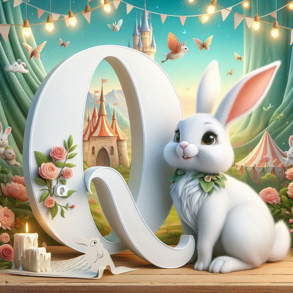 White rabbit — letter Q (variant 2)
