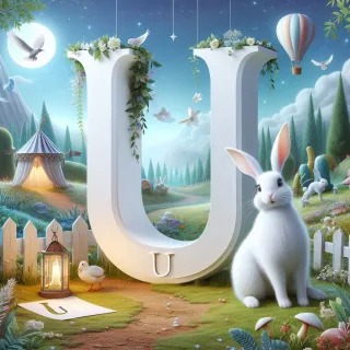 White rabbit — letter U (variant 2)