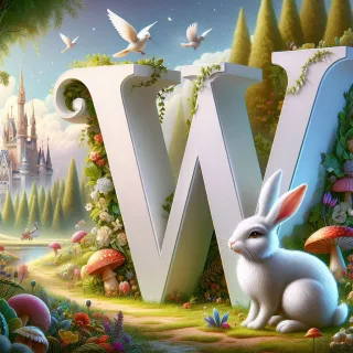 White rabbit — letter W (variant 2)
