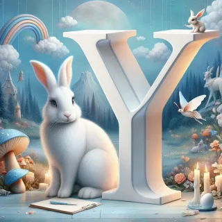 White rabbit — letter Y (variant 2)