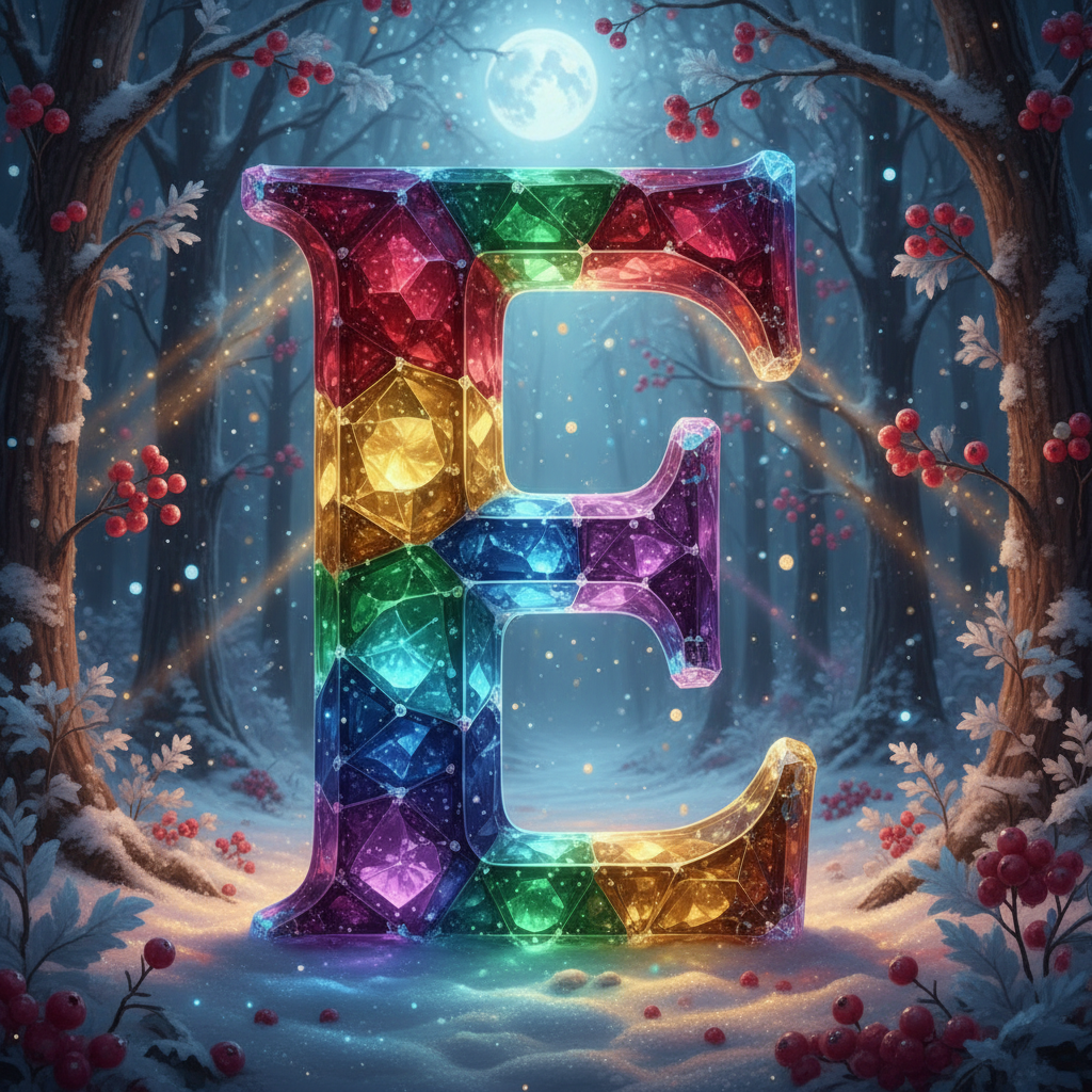 Winter crystal — letter E