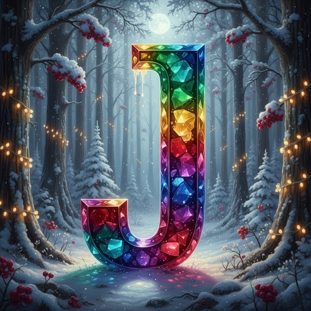 Winter crystal — letter J