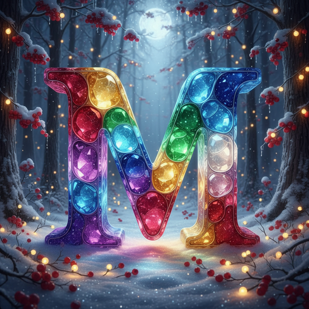 Winter crystal — letter M