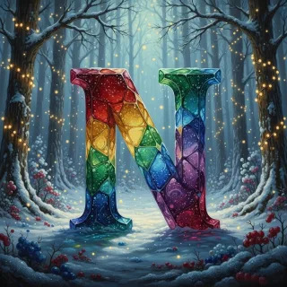 Winter crystal — letter N