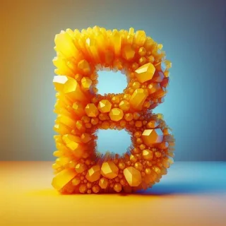 Yellow crystal — letter B