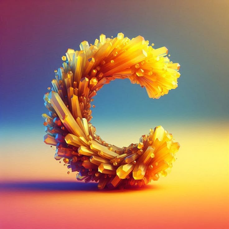 Yellow crystal — letter C