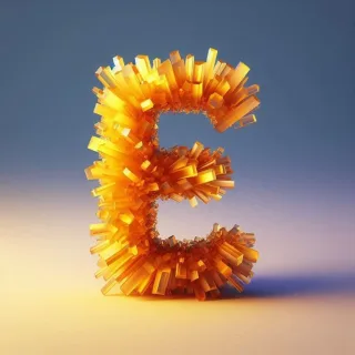 Yellow crystal — letter E