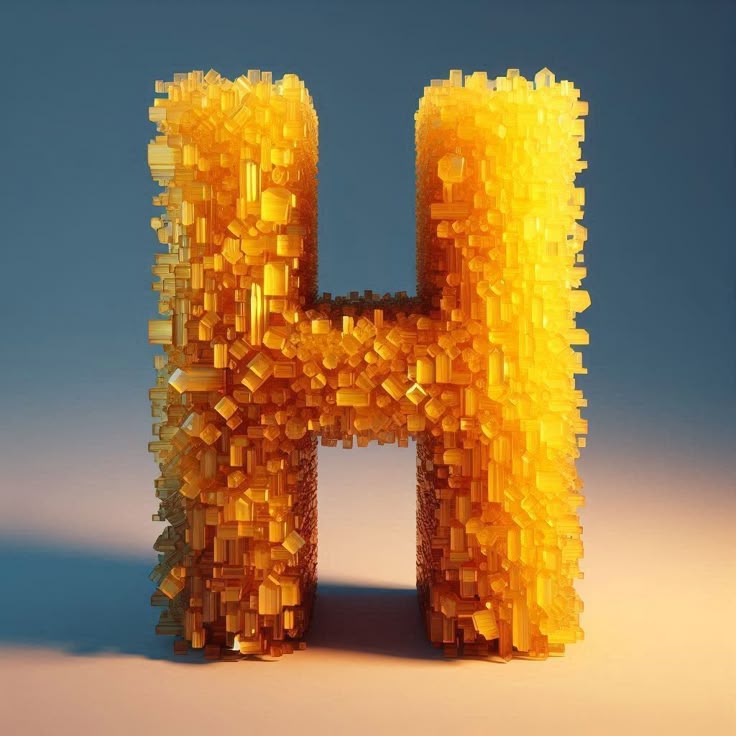 Yellow crystal — letter H