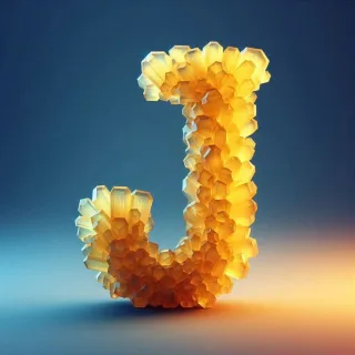 Yellow crystal — letter J