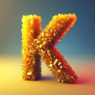 Yellow crystal — letter K