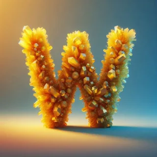 Yellow crystal — letter W