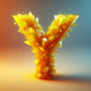 Yellow crystal — letter Y